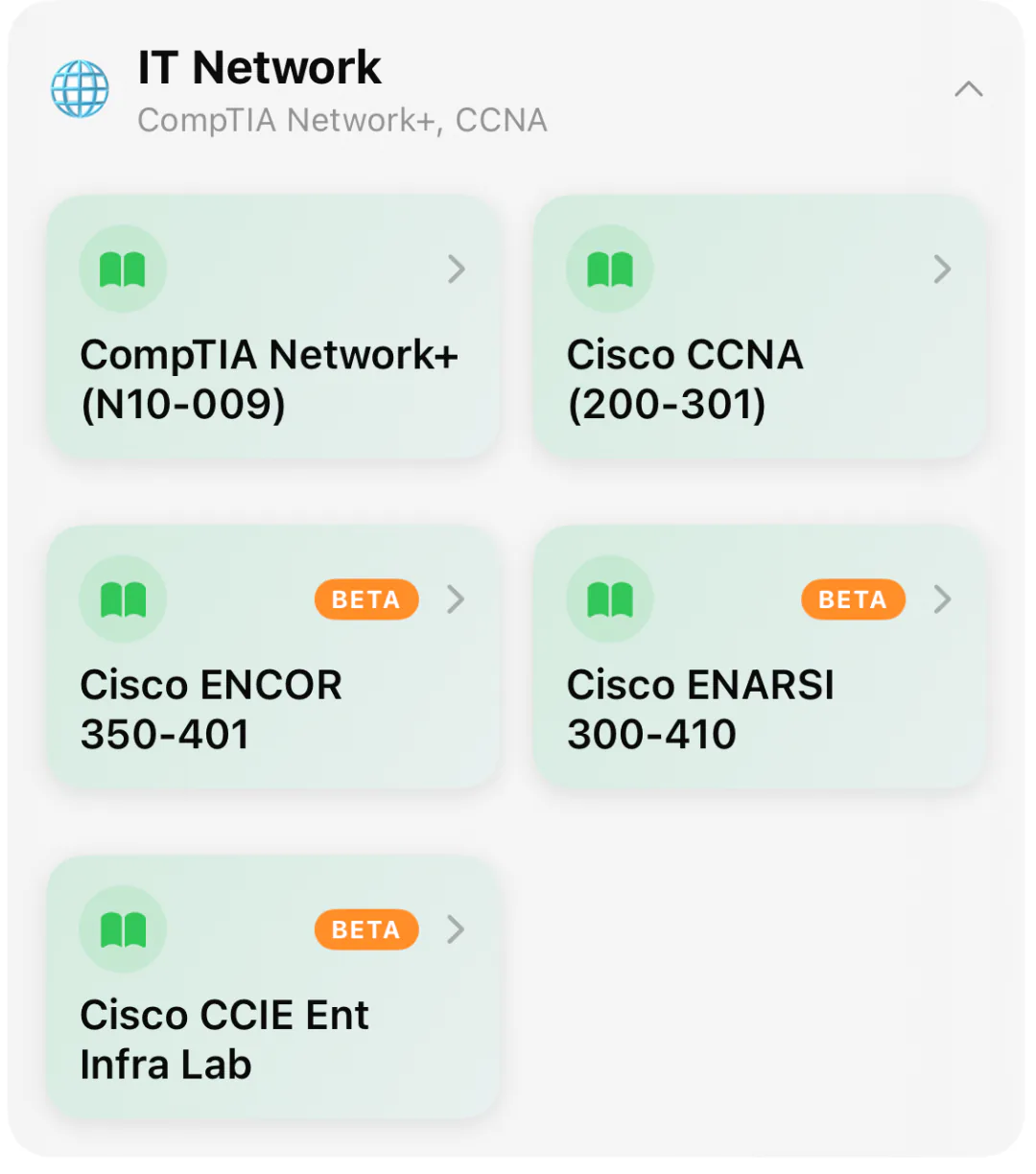 Tenkobo IT Networking subjects — Network+, CCNA, ENCOR, ENARSI, CCIE
