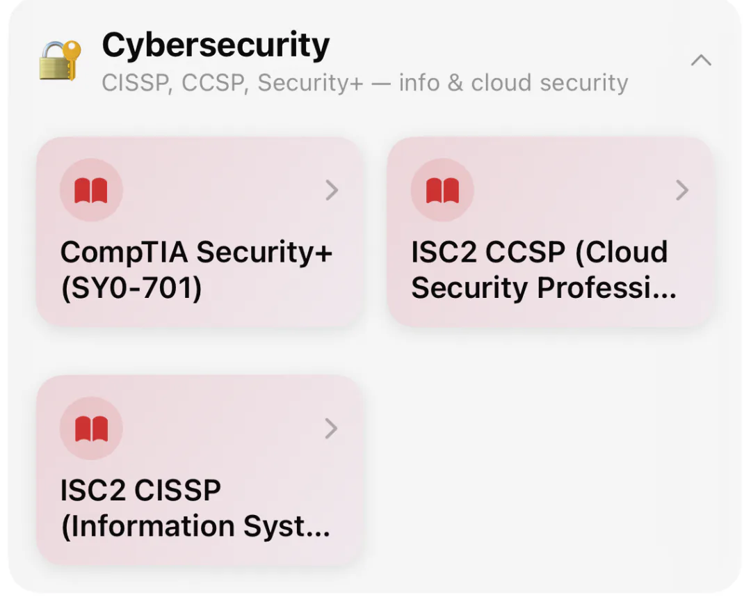 Tenkobo Cybersecurity subjects — Security+, CCSP, CISSP