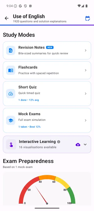 Use of English subject home with study modes