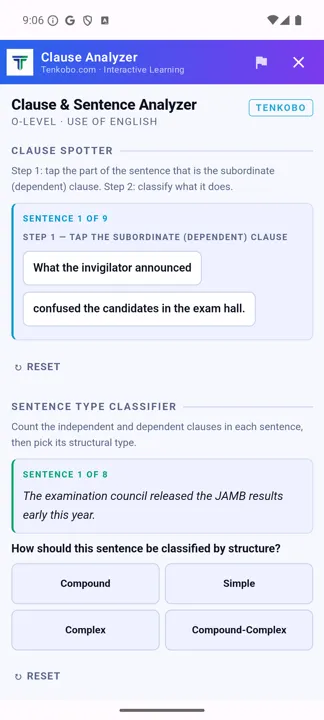 The Clause & Sentence Analyzer widget