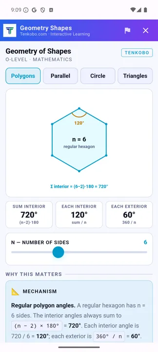 Geometry of Shapes widget with a slider for the number of sides