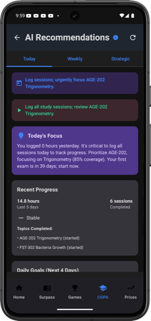 FirstClassAI Study Planner - Click to view full size